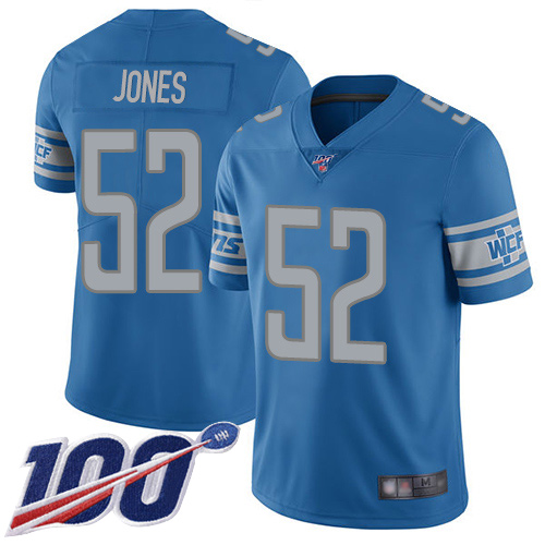 Detroit Lions Limited Blue Men Christian Jones Home Jersey NFL Football #52 100th Season Vapor Untouchable